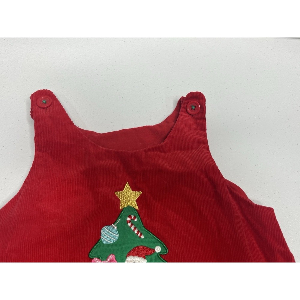 Toddler Christmas Dress Outfit Red Corduroy With Christmas Tree Size 3T - Picture 3 of 6